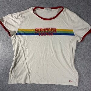 Peter Alexander Stranger Things T-Shirt XXXL Cream Mens Ringer Retro Netflix